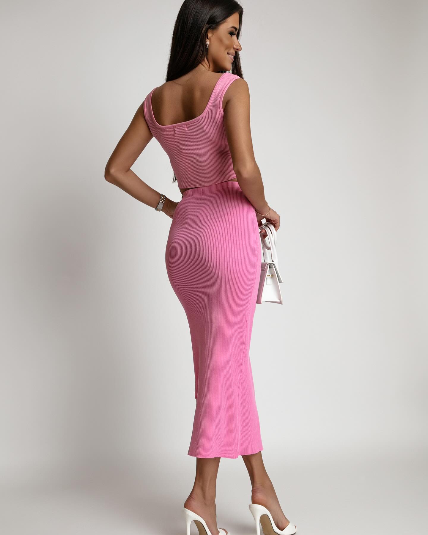 KOMPLET PRĄŻKOWANY RÓŻOWY - obrazek 3