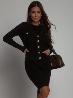 SUKIENKA PRĄŻKOWANA KOMPLET CZARNA