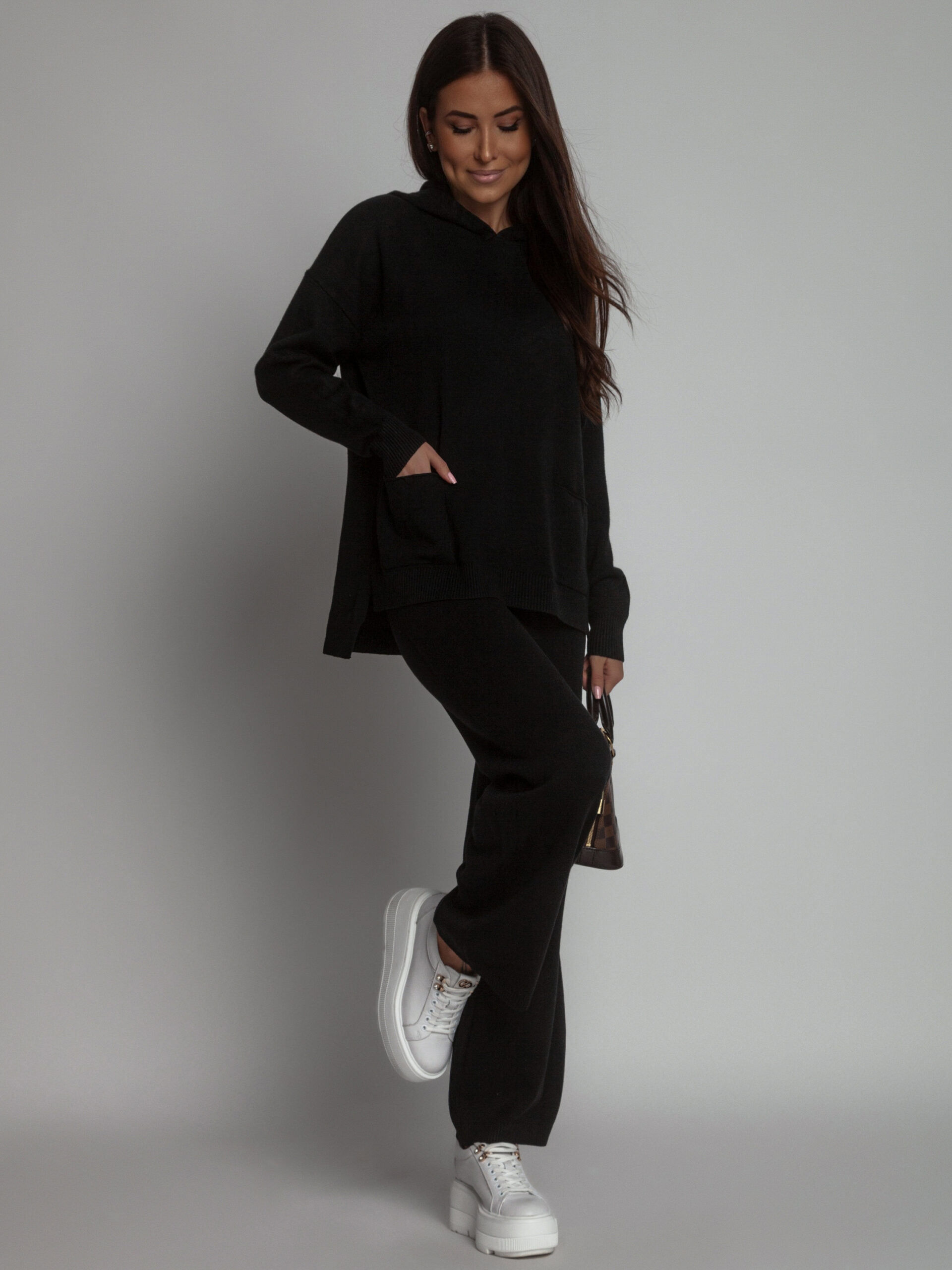 KOMPLET DZIANINOWY SWETERKOWY SO COZY CZARNY