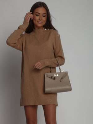 SWETER TUNIKA SISI BEŻOWY