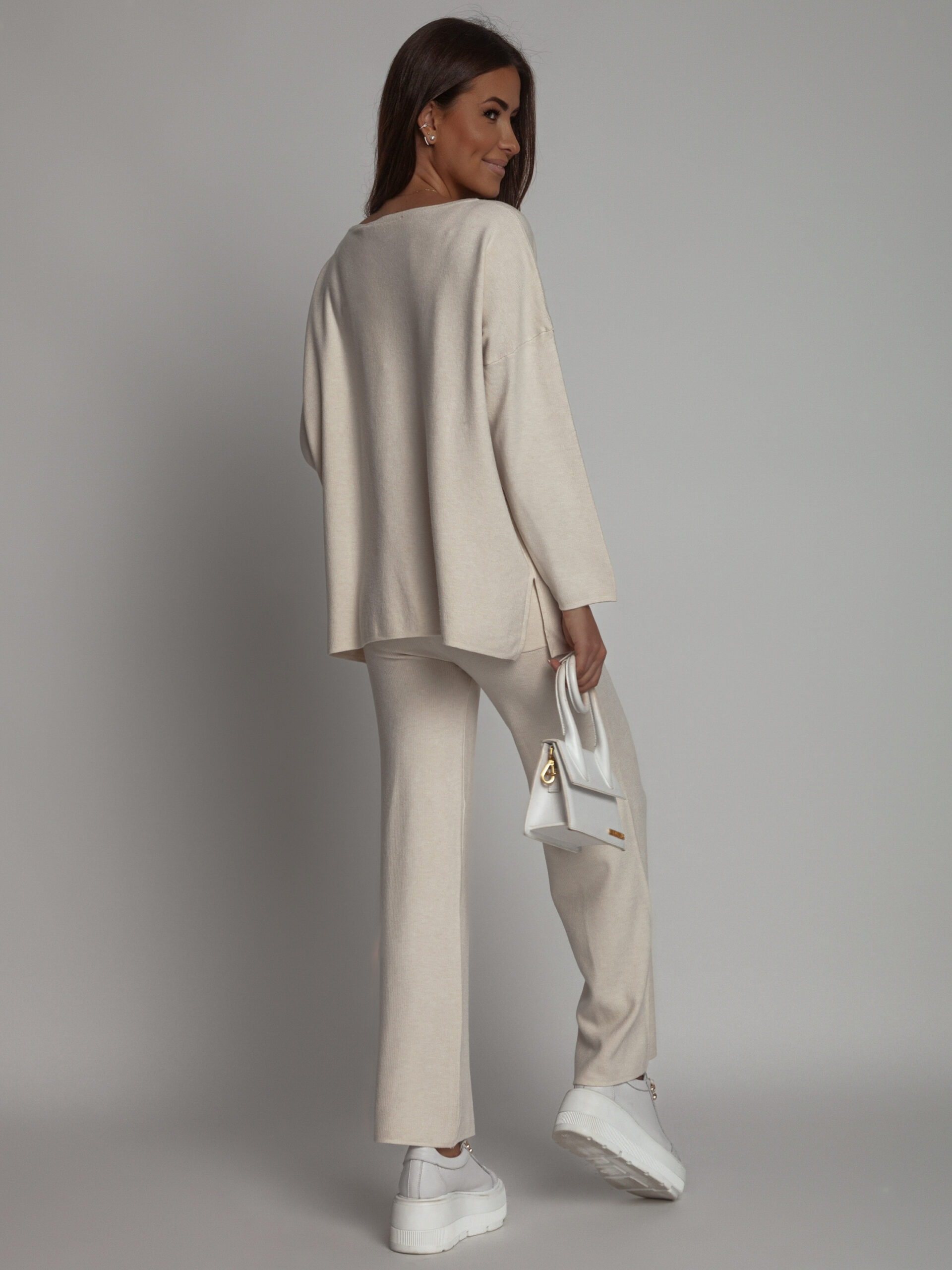 KOMPLET DZIANINOWY SWETERKOWY JOY ECRU - obrazek 4