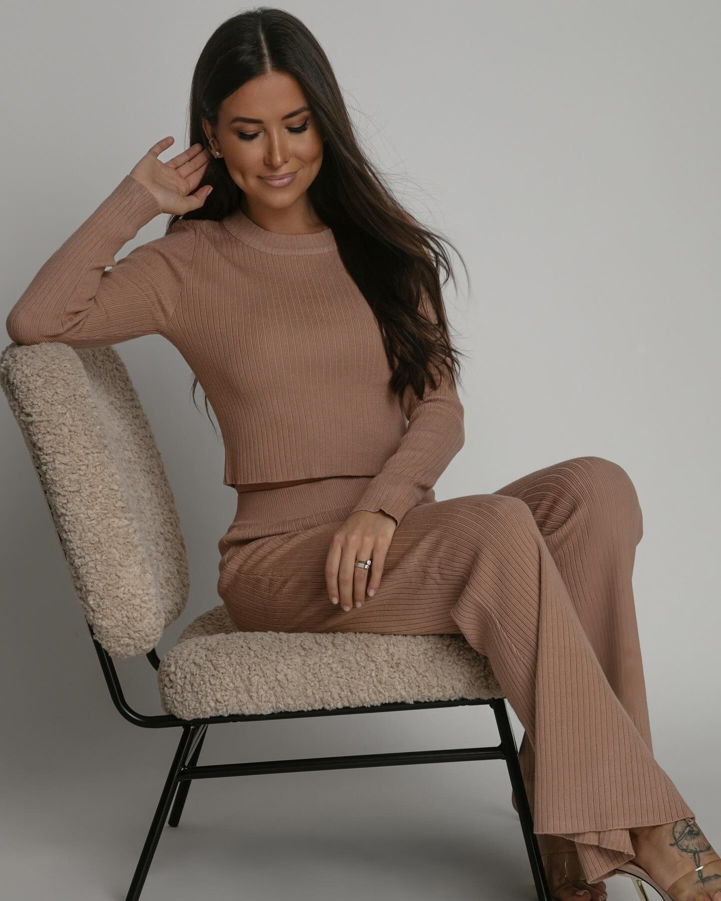 KOMPLET PRĄŻKOWANY VIKA BEŻOWY - obrazek 2