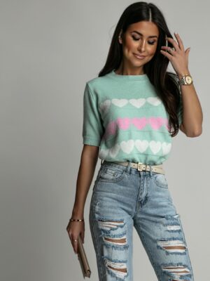 SWETER SERDUSZKA MIĘTOWY