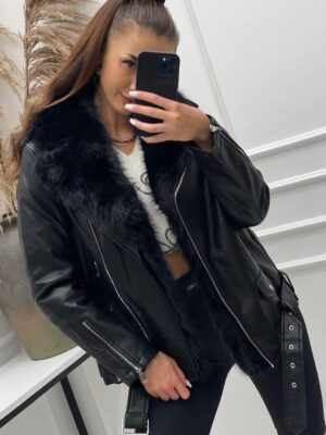 CZARNA KURTKA Z FUTERKIEM